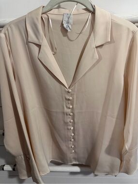 Joie Soft Cream Button-Front Silk Blouse
